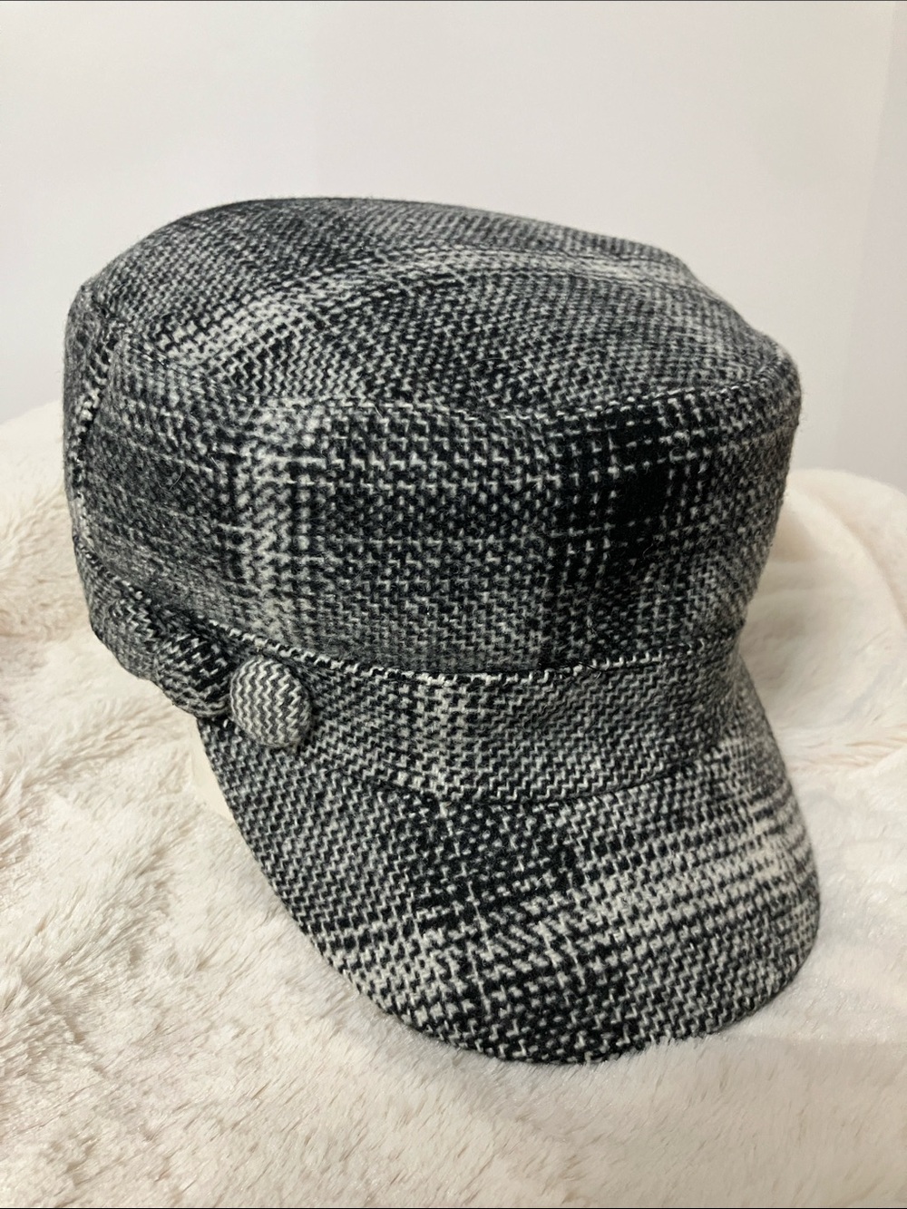 Warm Magid Flat Top Cadet Cap Grey Plaid
